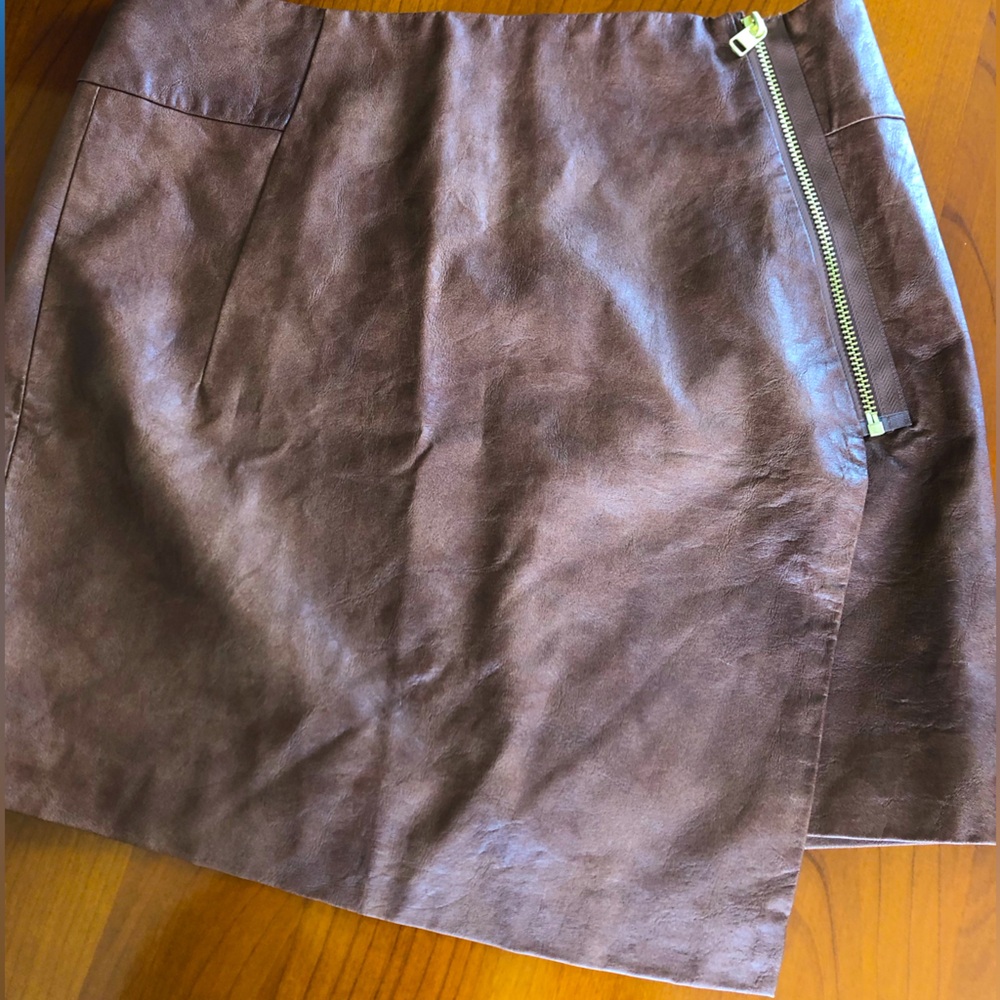 Brown Faux Leather Mini Skirt